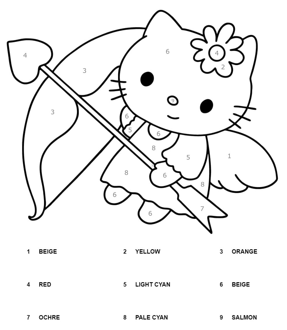 Angel Hello Kitty Color By Number