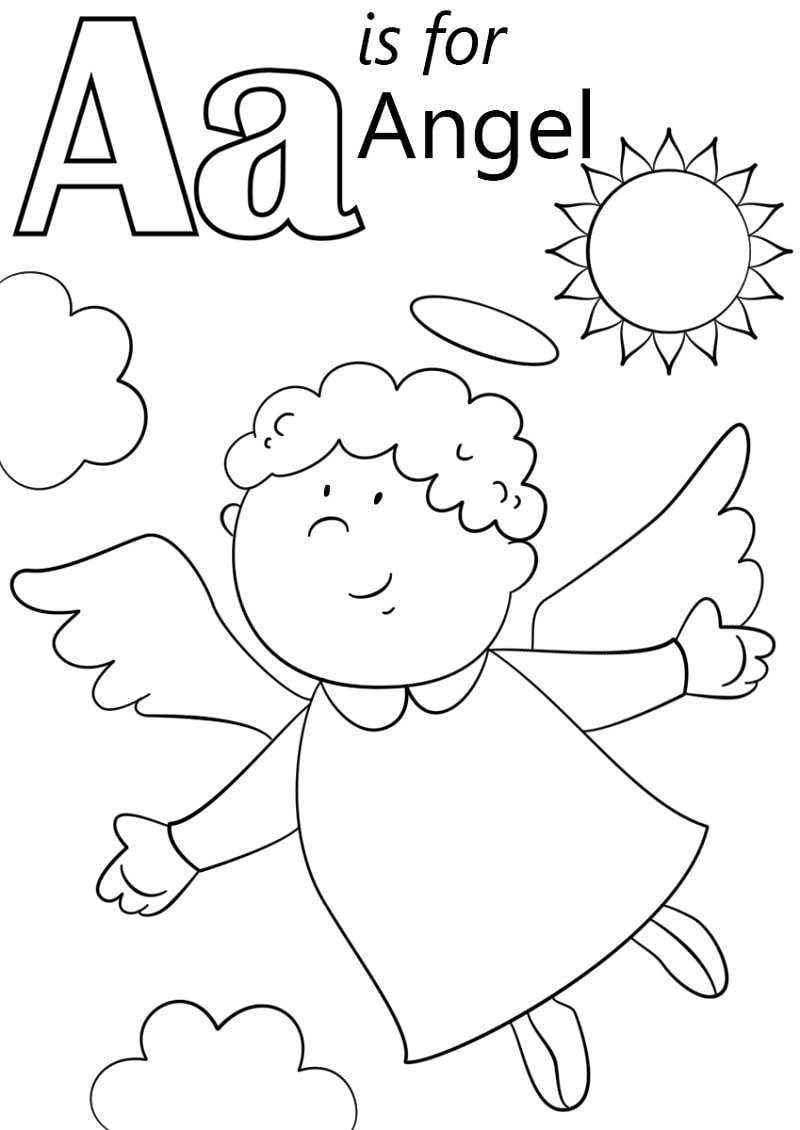Angel Letter A Coloring Page   Free Printable Coloring Pages for Kids