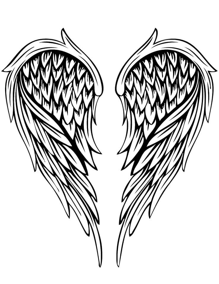 Angel Wings Tattoo Coloring Page - Free Printable Coloring Pages for Kids