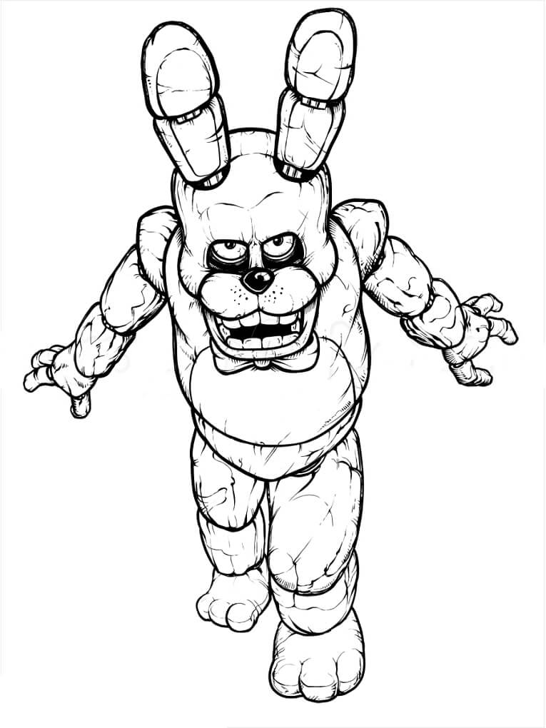 Angry Bonnie 5 Nights at Freddy's Coloring Page - Free Printable