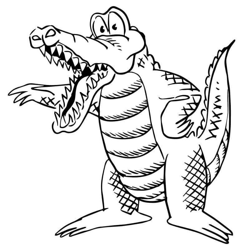 Angry Cartoon Alligator Coloring Page - Free Printable Coloring Pages for  Kids