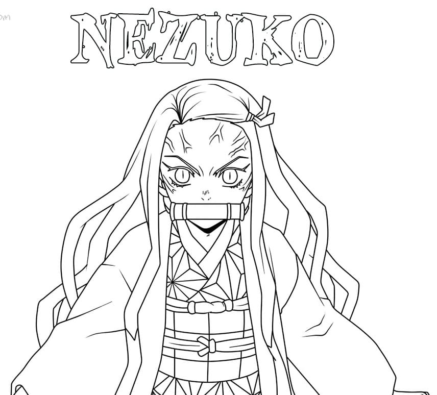 Nezuko from Demon Slayer Coloring Page Free Printable Coloring Pages