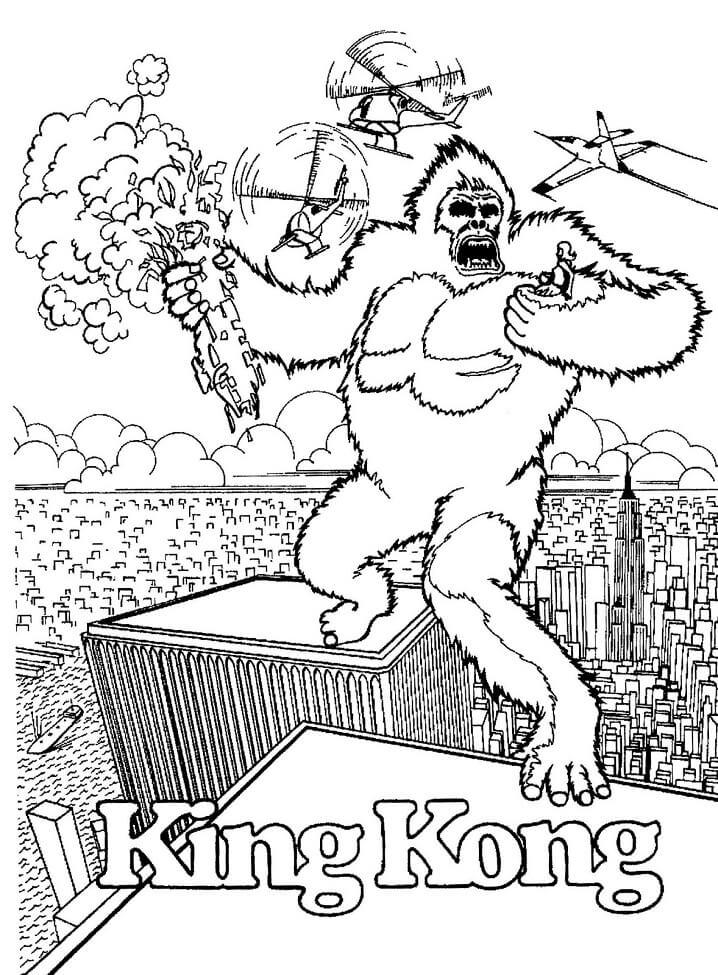 King Kong Vs One T Rex Coloring Page Free Printable Coloring Pages
