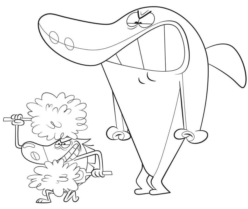 Zig and Sharko Smiling Coloring Page - Free Printable Coloring Pages