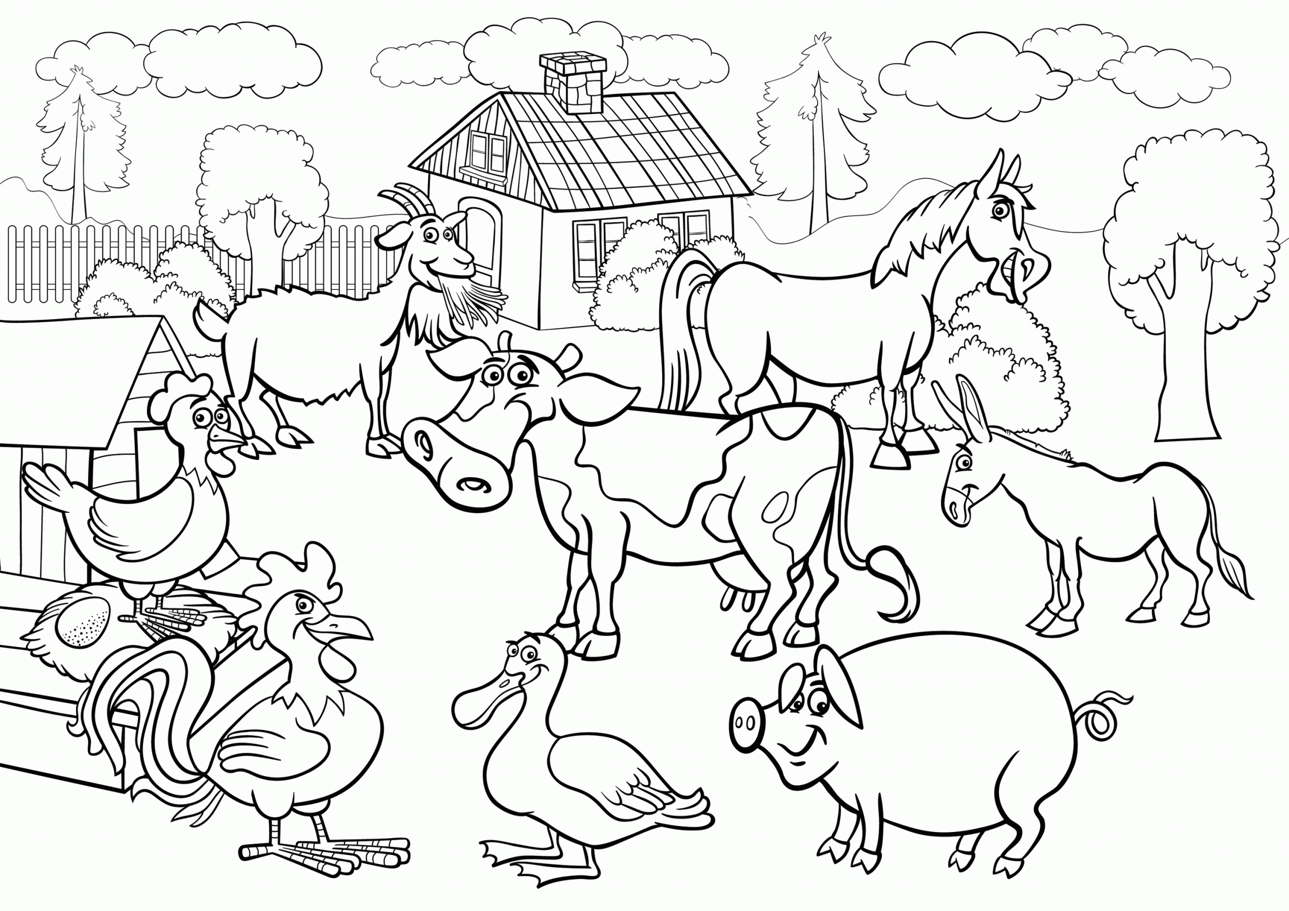 Animals In A Farm Coloring Page Free Printable Coloring Pages For Kids