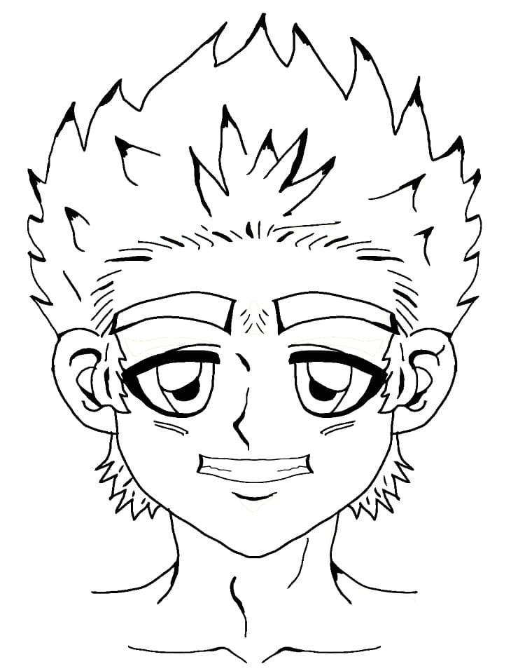 Anime Boy Face Coloring Page - Free Printable Coloring Pages for Kids