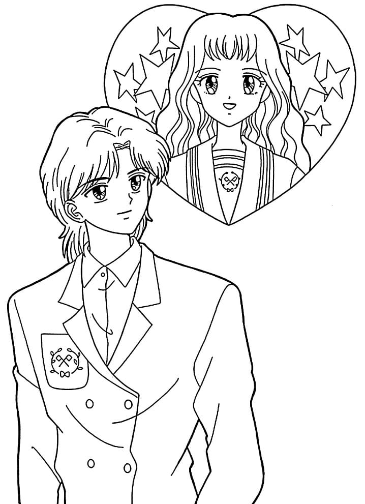 Anime Boy In Love Coloring Page - Free Printable Coloring Pages For Kids