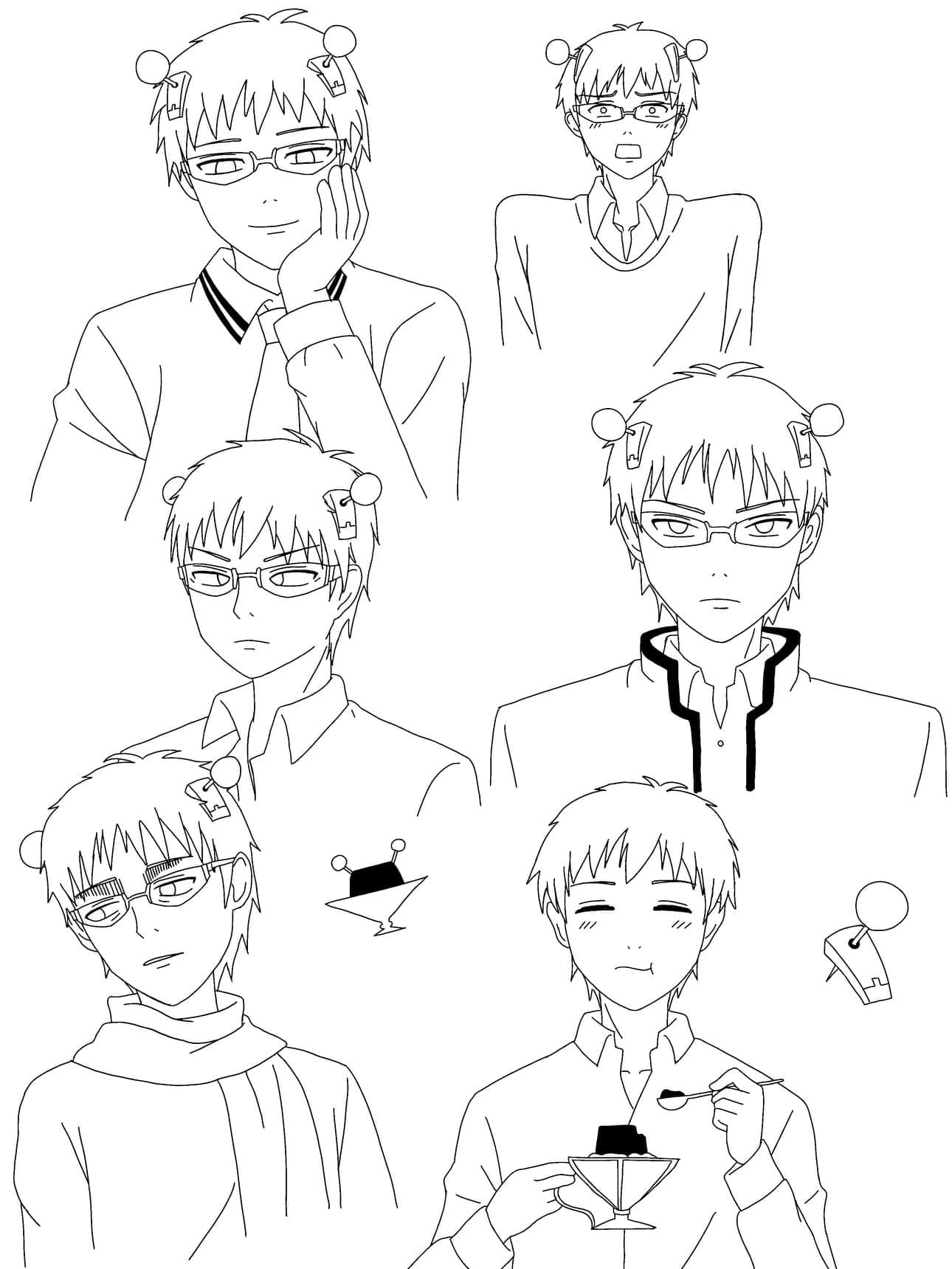 Anime Character Saiki K Coloring Page - Free Printable Coloring Pages for  Kids