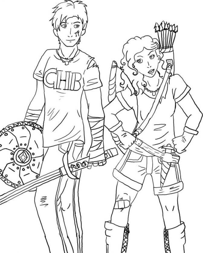 Annabeth Chase And Percy Jackson Coloring Page Free Printable Coloring Pages For Kids