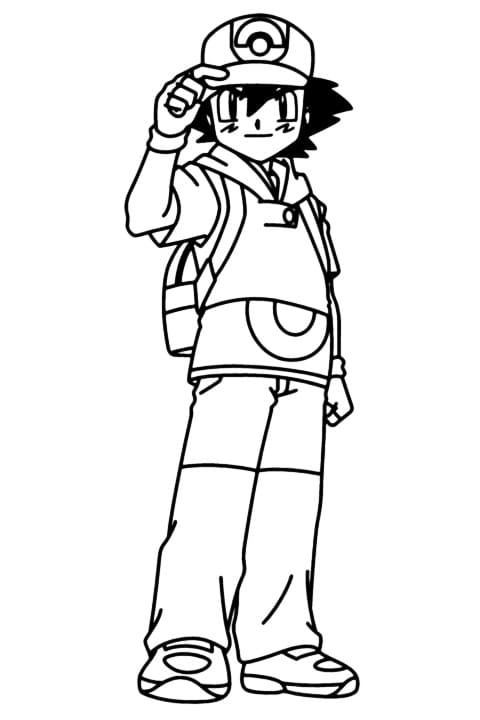 Ash Ketchum is Cool Coloring Page - Free Printable Coloring Pages for Kids