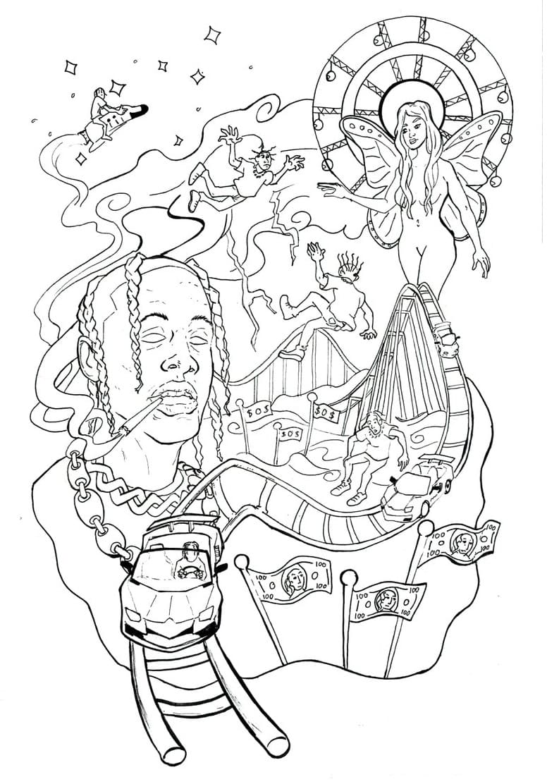 Astro Thunder By Travis Scott Coloring Page Free Printable Coloring