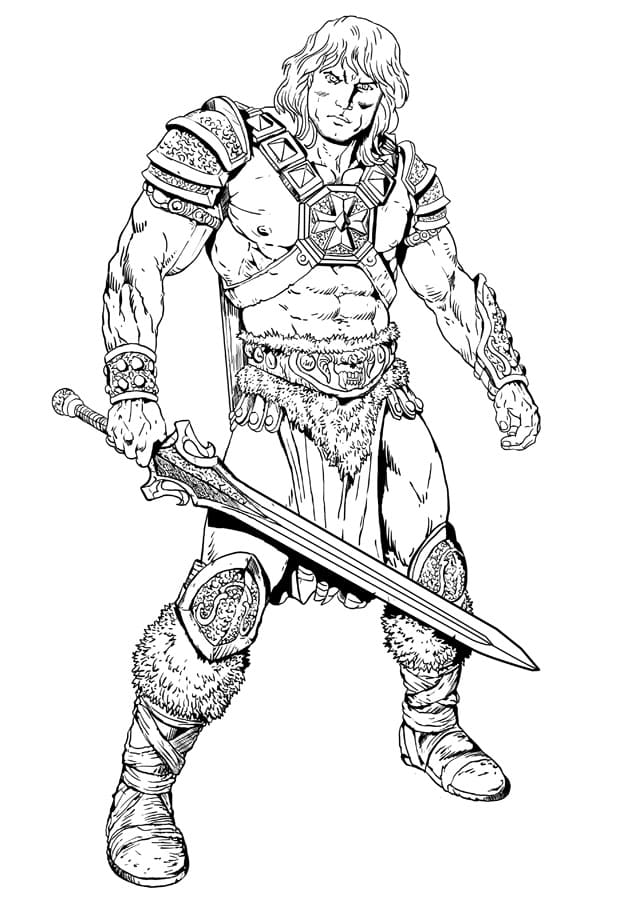 Free printable Awesome He-Man coloring page. 