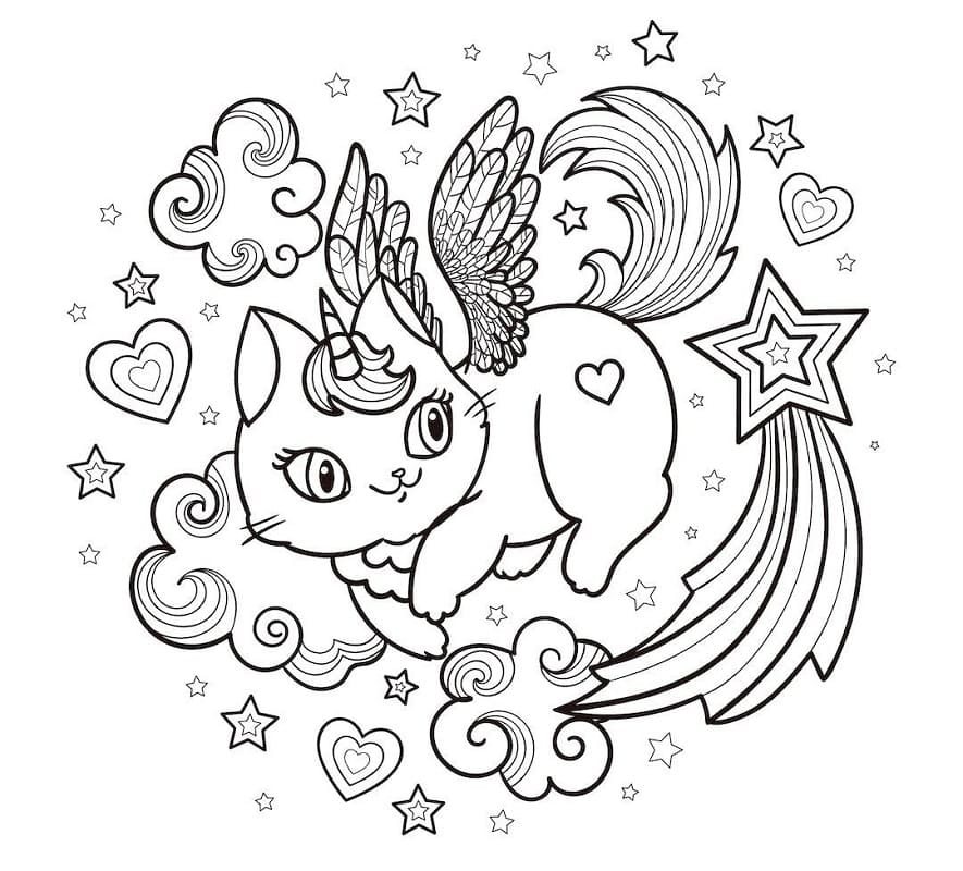 8100 Collections Unicorn Kitten Coloring Pages  Free