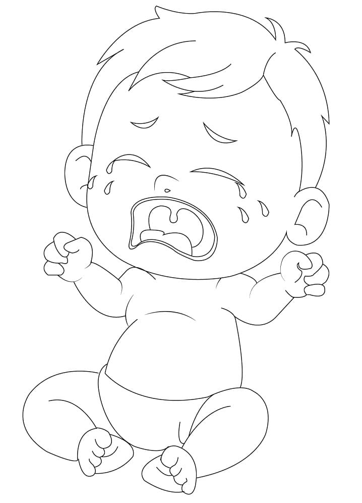 Crying Boy Coloring Page Coloring Pages