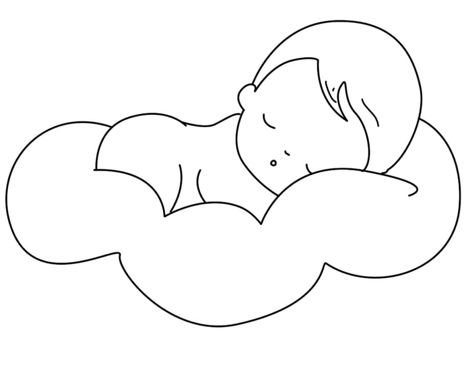 Baby Boy on Cloud Coloring Page - Free Printable Coloring Pages for Kids