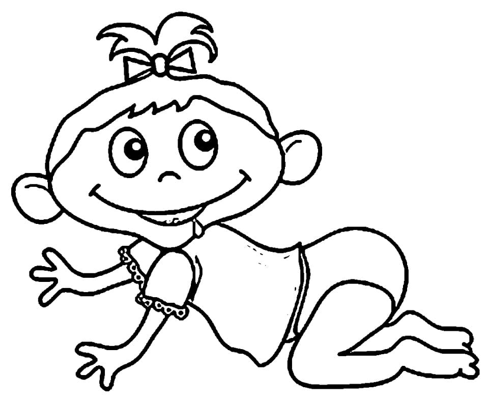 Baby Girl Smiles Coloring Page - Free Printable Coloring Pages for Kids