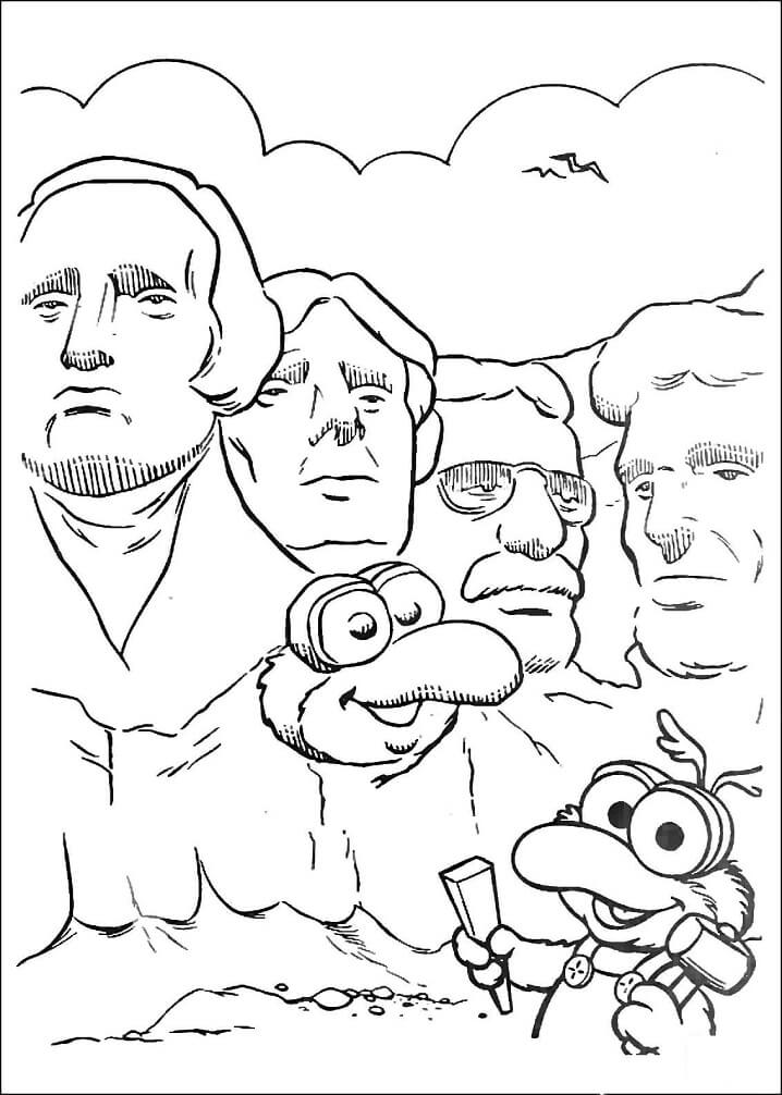 Baby Gonzo And Mount Rushmore National Coloring Page Free Printable Coloring Pages For Kids