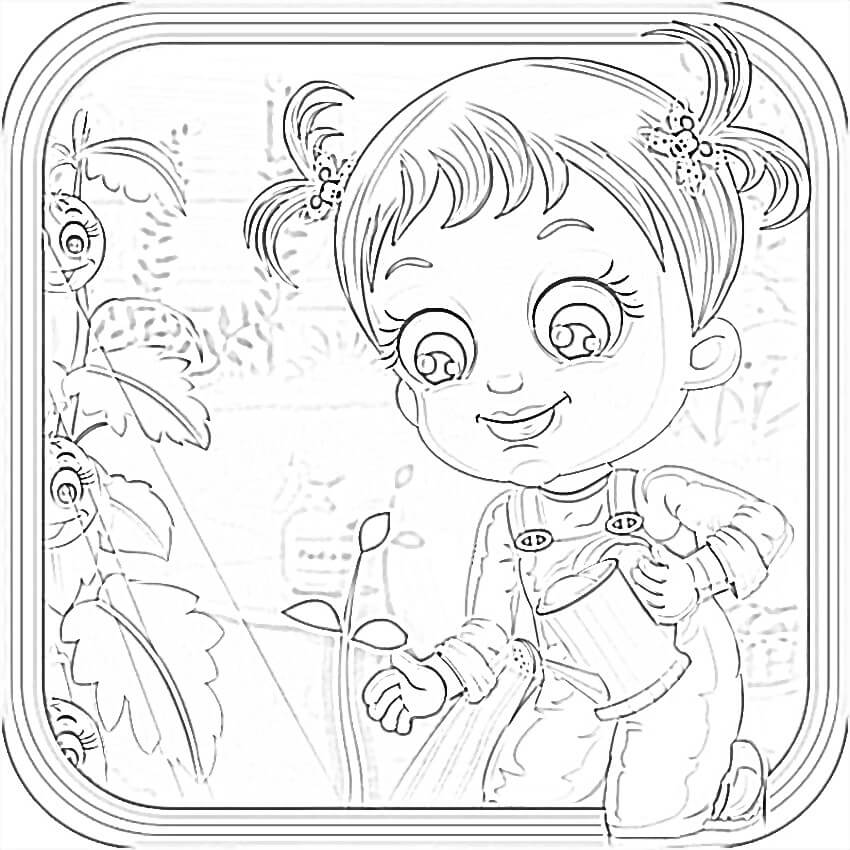 Baby Hazel Smiling Coloring Page - Free Printable Coloring Pages for Kids