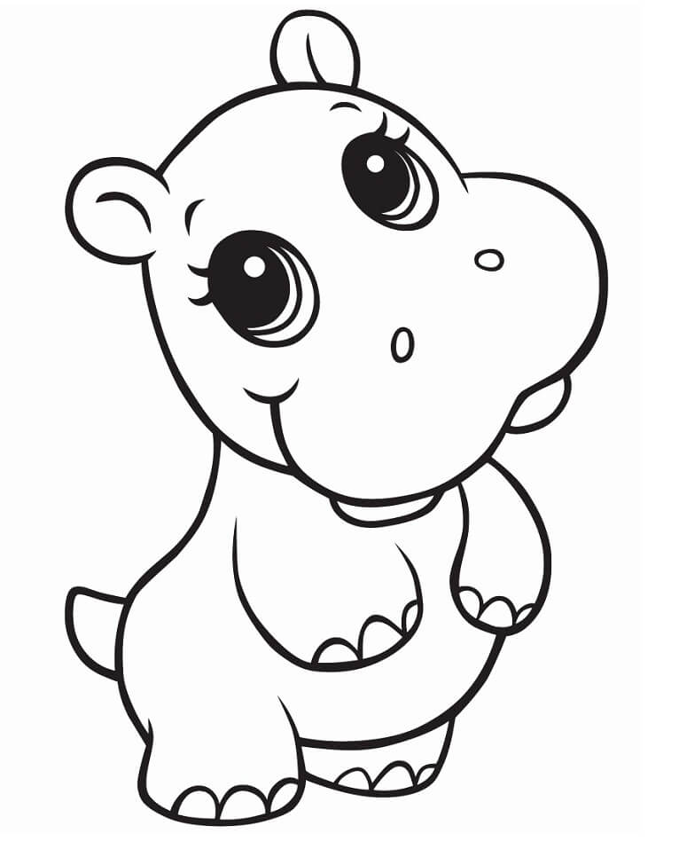 Baby Hippo Coloring Page - Free Printable Coloring Pages for Kids