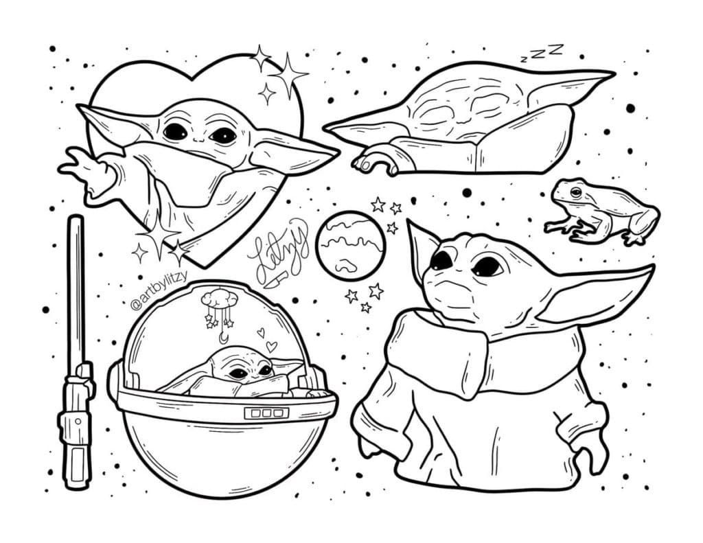 Baby Yoda 5 Coloring Page - Free Printable Coloring Pages for Kids