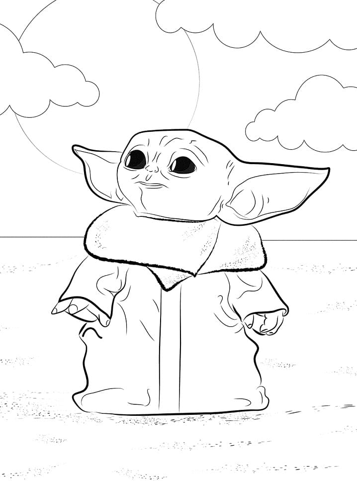 Baby Yoda Look Up Coloring Page Free Printable Coloring Pages For Kids
