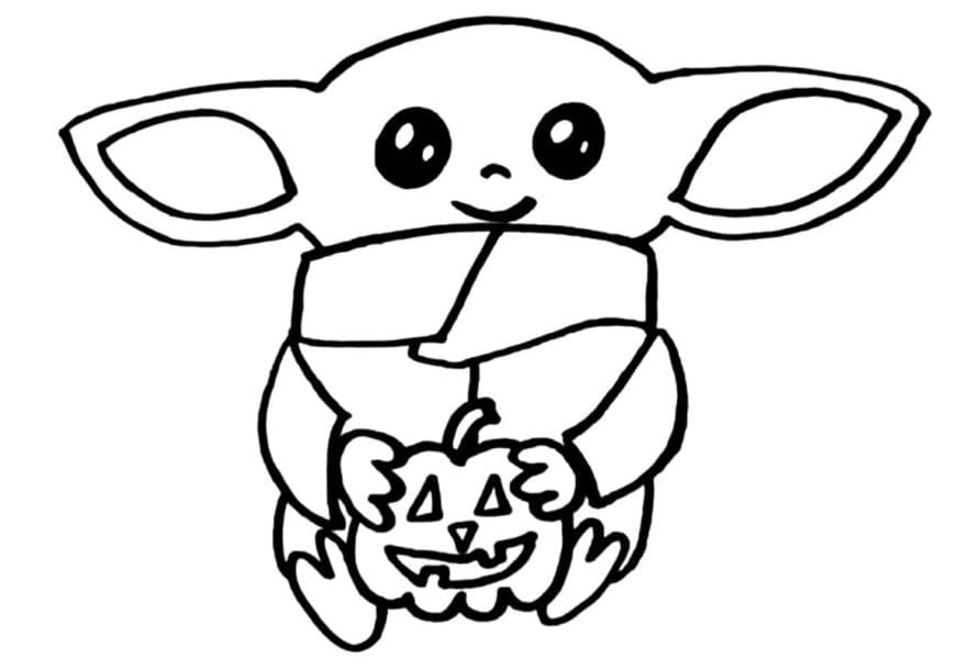 Baby Yoda and Pumpkin Coloring Page Free Printable Coloring Pages for