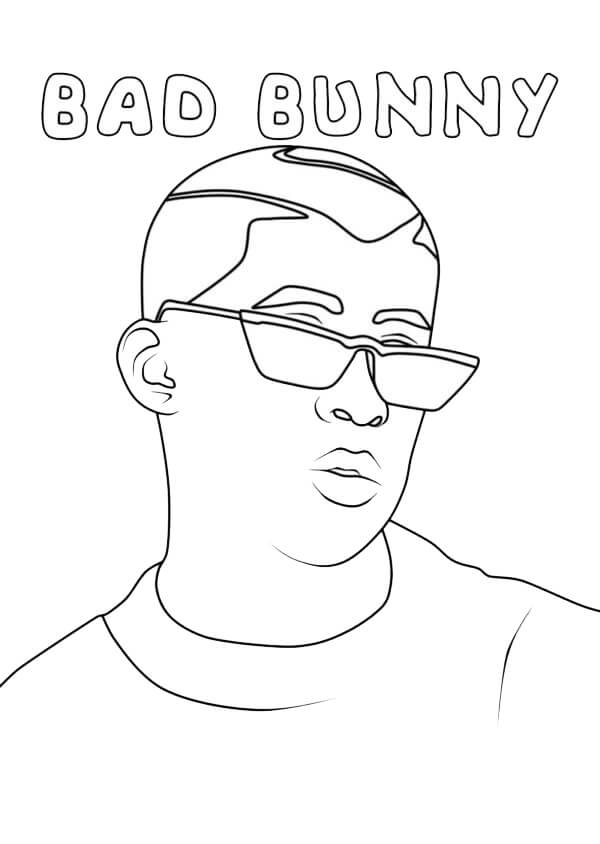 Fashionable Bad Bunny Coloring Page - Free Printable Coloring Pages for