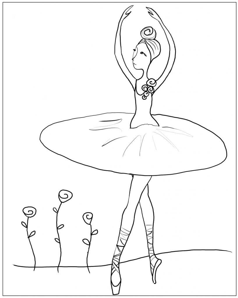 Cute Ballerina Coloring Page Free Printable Coloring Pages for Kids