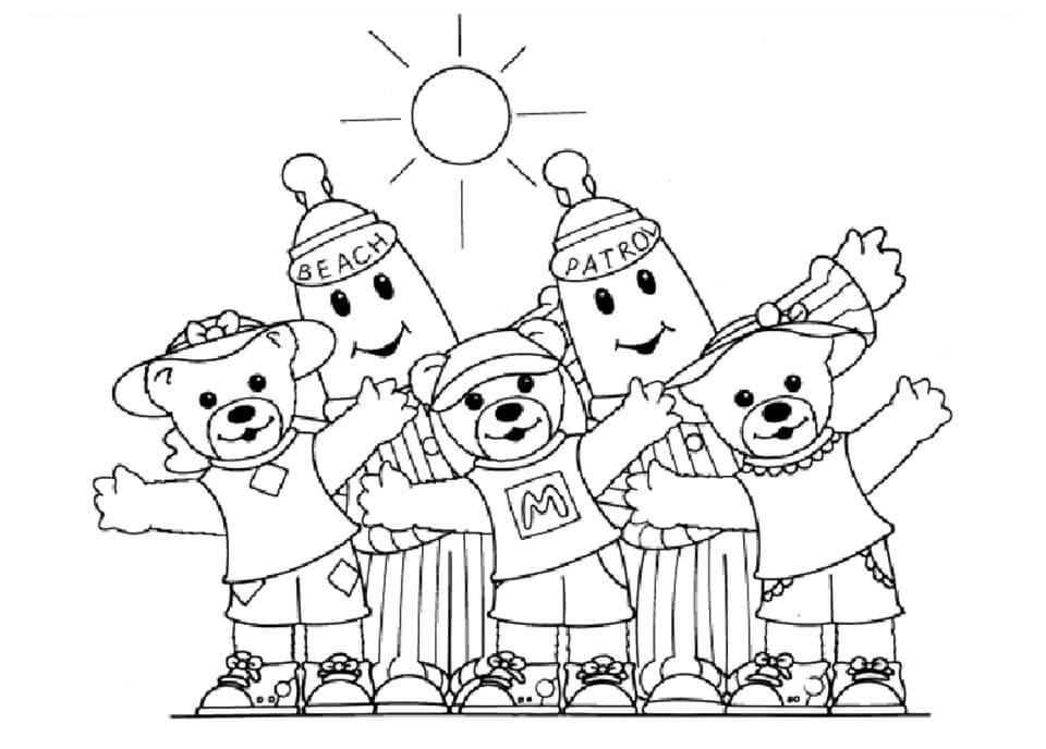 Bananas in Pyjamas and Friends 1 Coloring Page - Free Printable