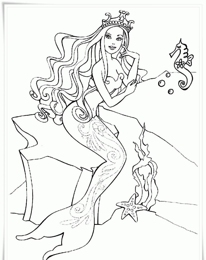 coloring pages barbie mermaid