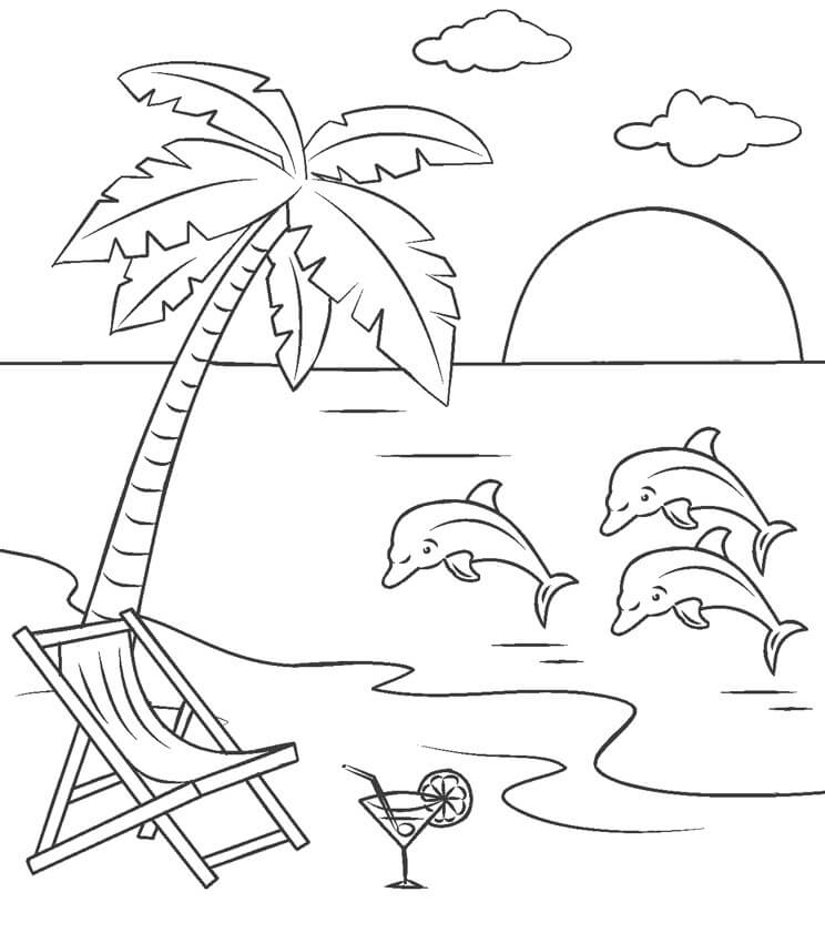 Summer Beach Coloring Page - Free Printable Coloring Pages for Kids