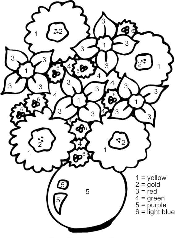 free coloring flower by number