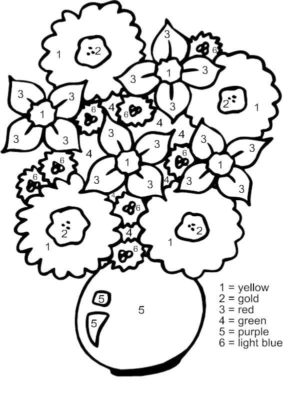 Beautiful Flower Color By Number Coloring Page Free Printable Coloring Pages For Kids