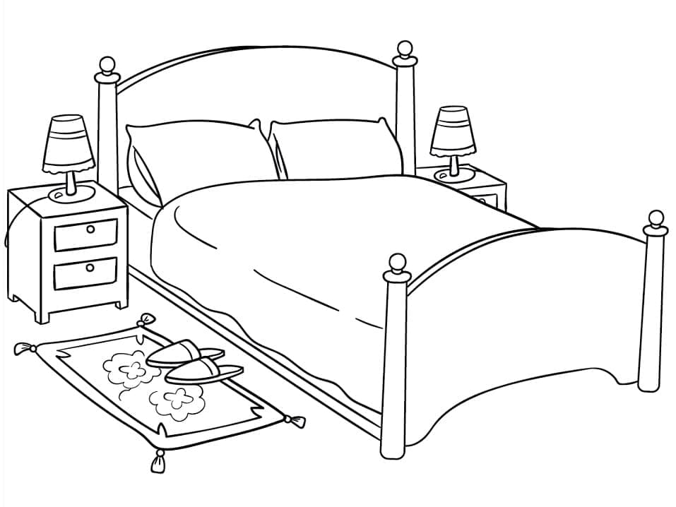 Simple Bed Coloring Page - Free Printable Coloring Pages for Kids