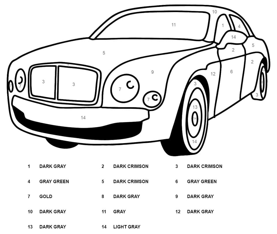 Bentley Car Color by Number
