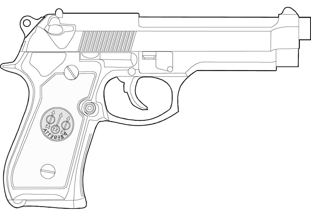 Beretta Handgun Coloring Page - Free Printable Coloring Pages for Kids
