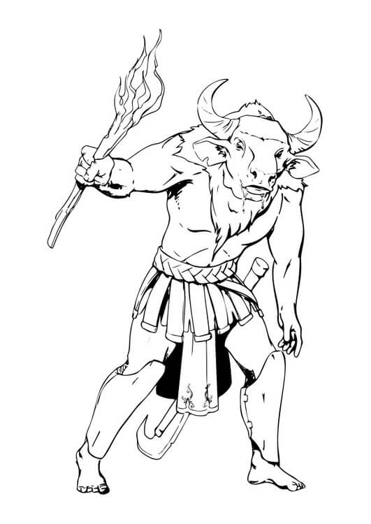 Powerful Minotaur Coloring Page - Free Printable Coloring Pages for Kids