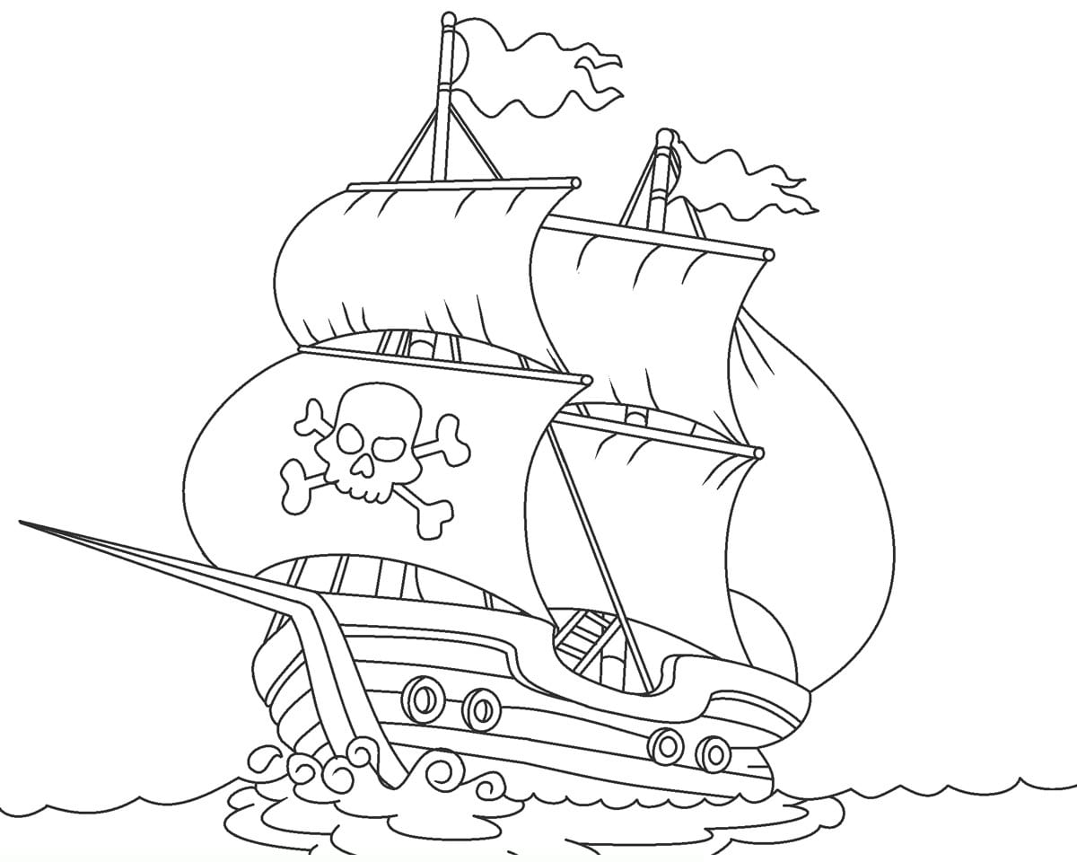 realistic pirate ship coloring page