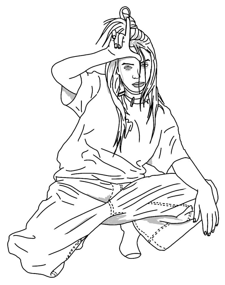 Billie Eilish Coloring Pages Drawings Drawing Easy Outline Print Color ...