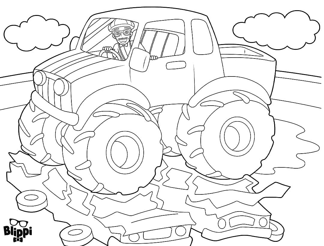 Blippi in Monster Truck Coloring Page