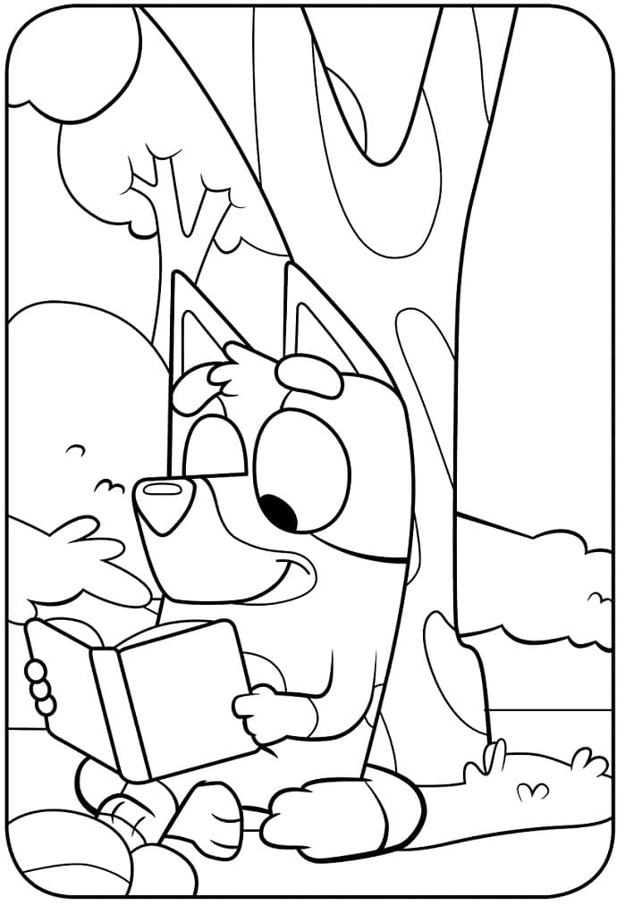Bluey Reading Book Coloring Page - Free Printable Coloring Pages for Kids