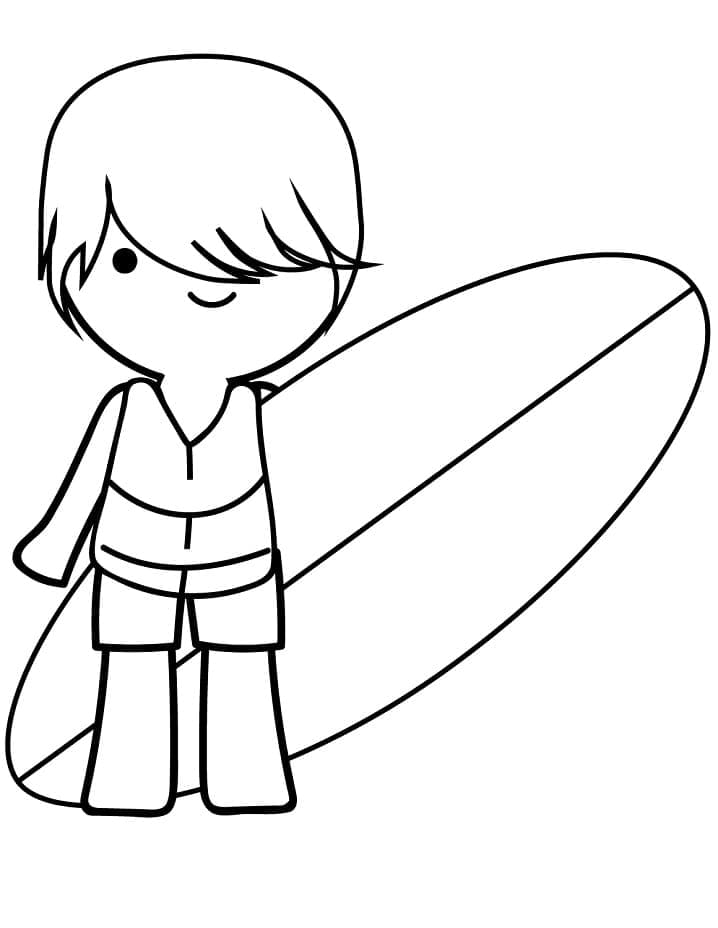 Boy with His Surfboard