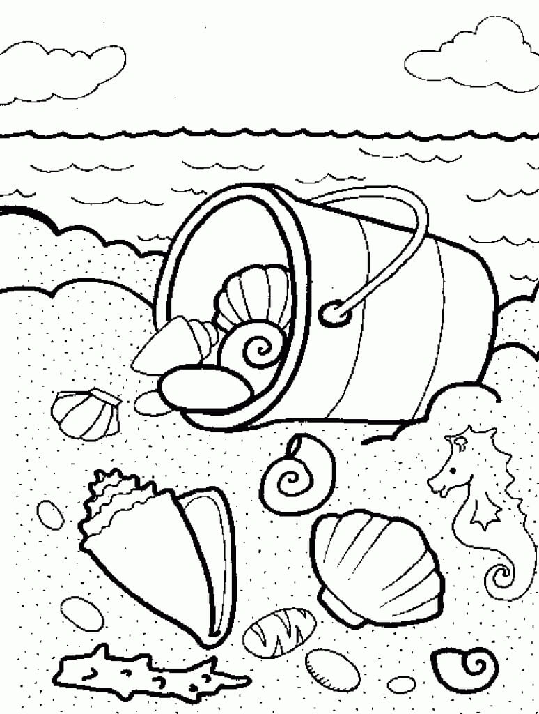 Bucket of Seashells Coloring Page   Free Printable Coloring Pages ...