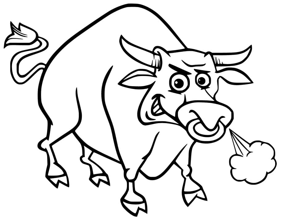 Bull Cartoon Coloring Page - Free Printable Coloring Pages for Kids