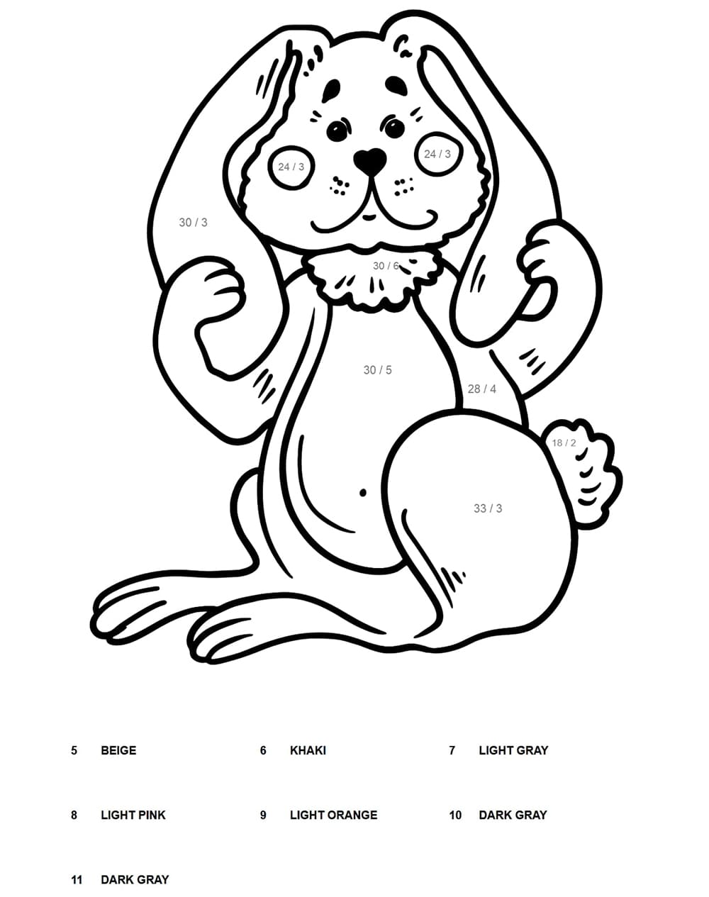 Bunny Division Color by Number Worksheet