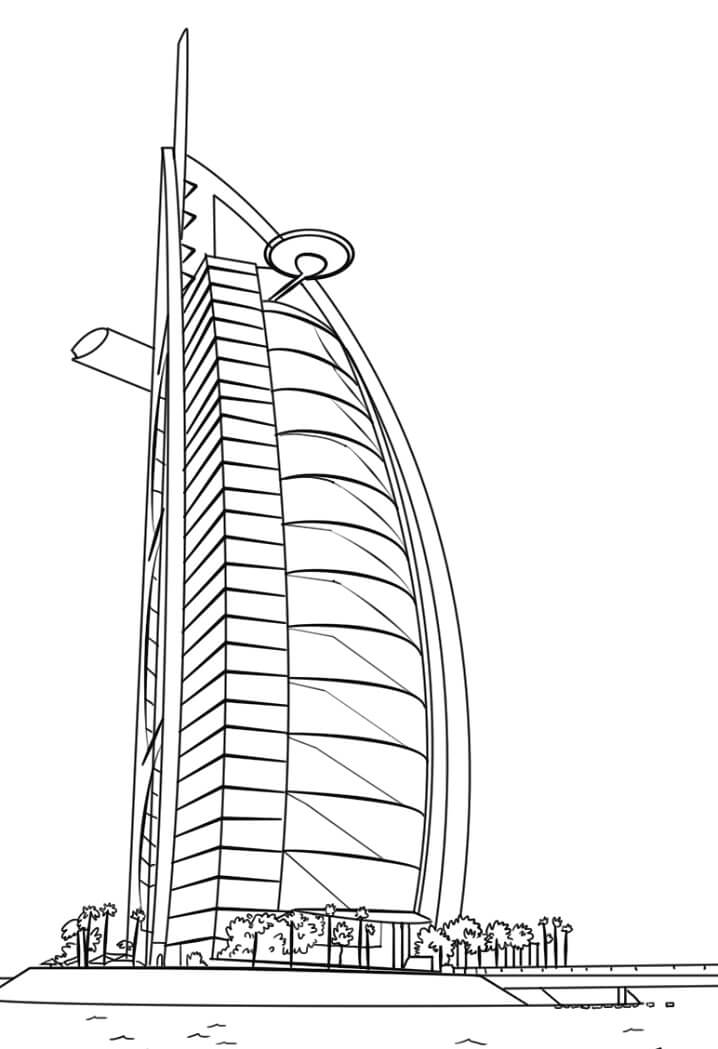 Burj Khalifa in Dubai Coloring Page - Free Printable Coloring Pages for
