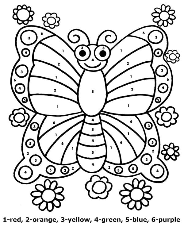 Butterfly for Kindergarten Color by Number