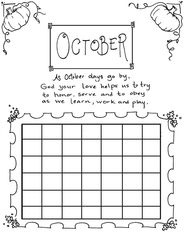 Calendar October Coloring Page Free Printable Coloring Pages For Kids