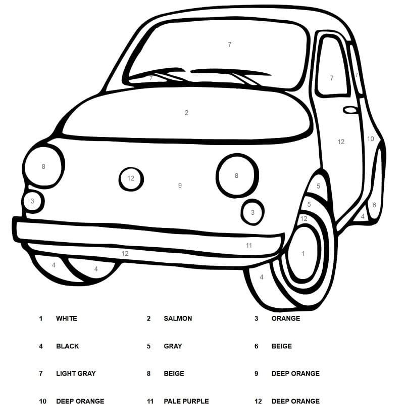 Car Fiat Color by Number