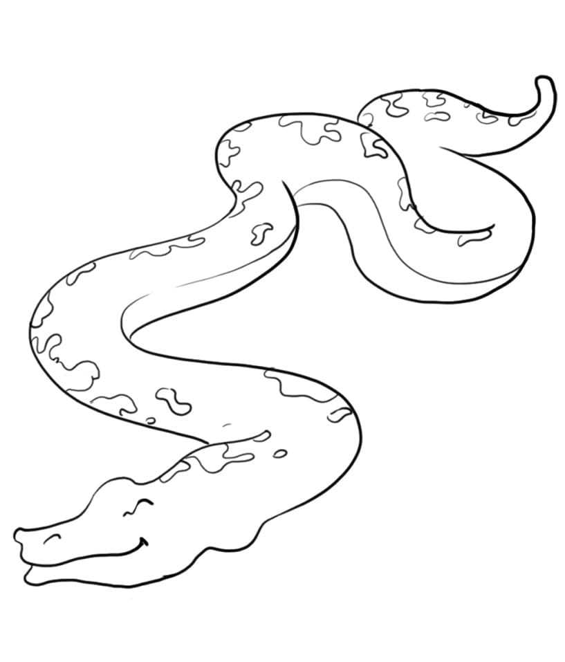 Cartoon Anaconda Coloring Page - Free Printable Coloring Pages for Kids